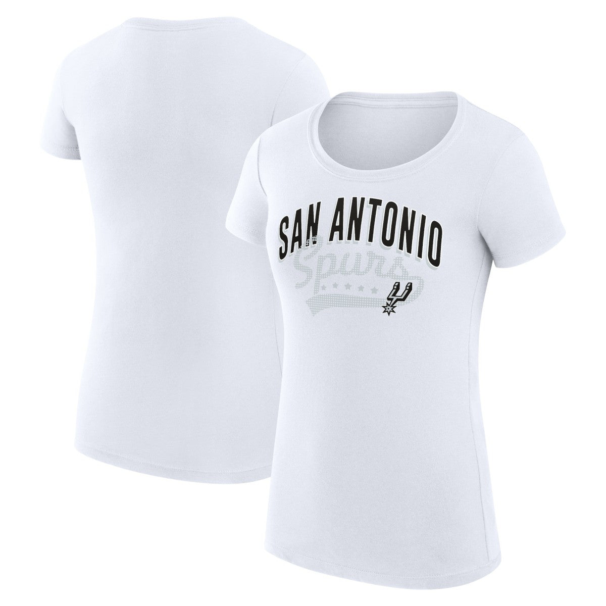 San Antonio Spurs G-III 4Her by Carl Banks Women's Super-Slim Fit Lightweight Filigree Logo T-Shirt - White - NBA