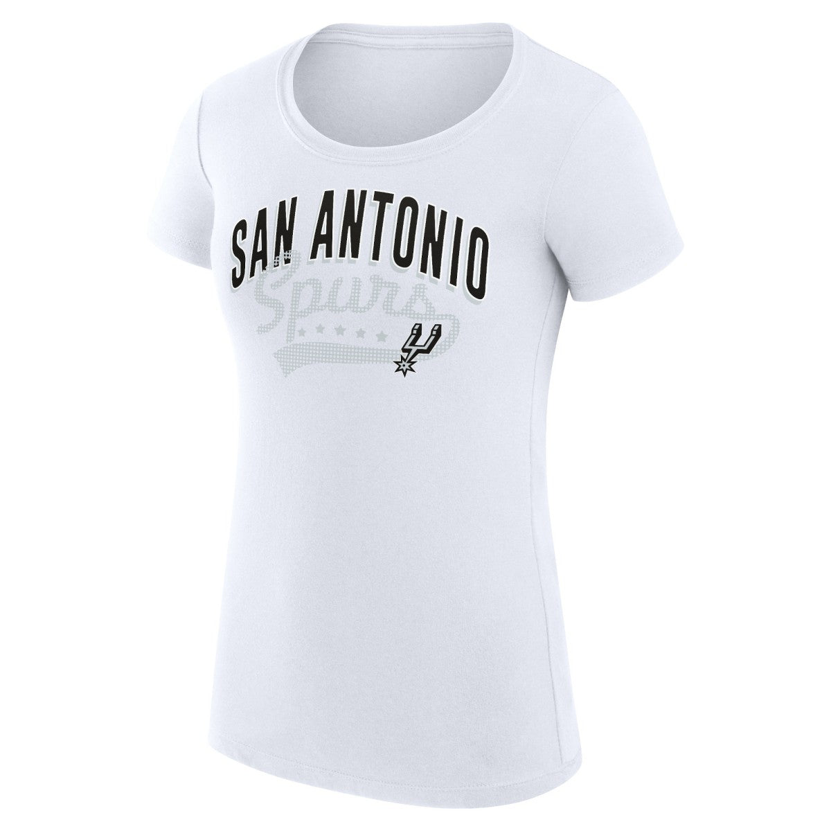 San Antonio Spurs G-III 4Her by Carl Banks Women's Super-Slim Fit Lightweight Filigree Logo T-Shirt - White - NBA