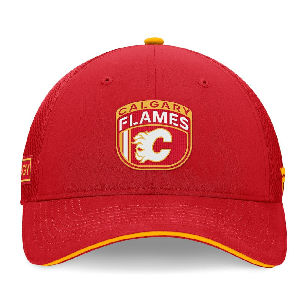 Calgary Flames Fanatics 2024 NHL Draft On Stage Trucker Adjustable Hat - Red - NHL