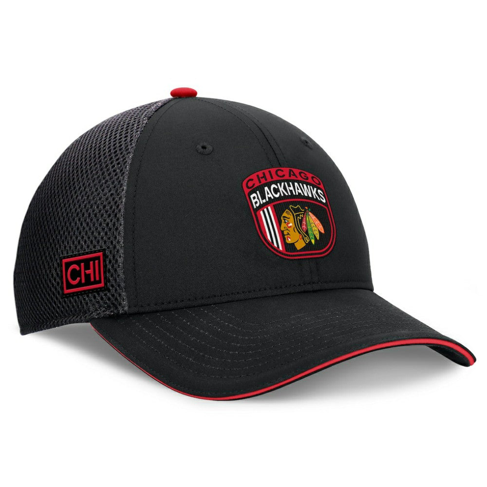 Chicago Blackhawks Fanatics 2024 NHL Draft On Stage Trucker Adjustable Hat - Black - NHL