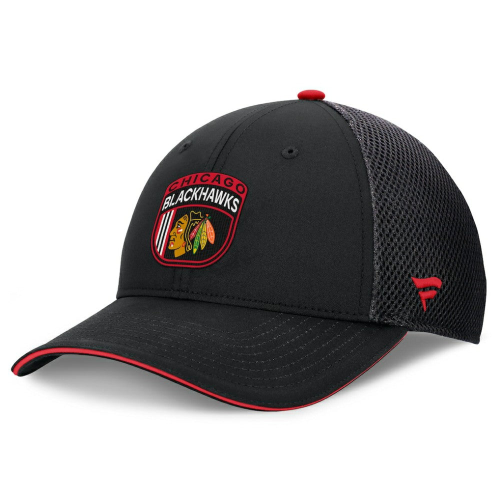 Chicago Blackhawks Fanatics 2024 NHL Draft On Stage Trucker Adjustable Hat - Black - NHL