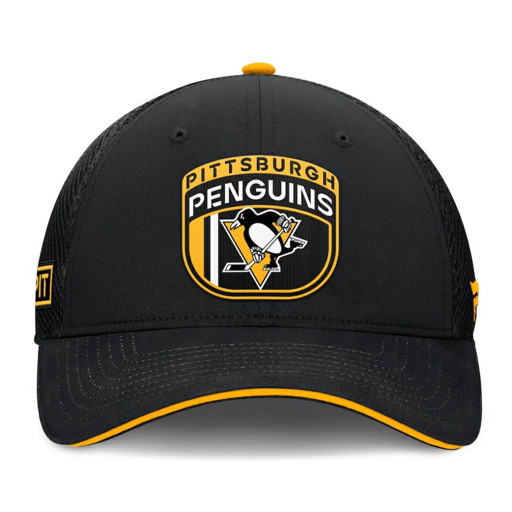 Pittsburgh Penguins Fanatics 2024 NHL Draft On Stage Trucker Adjustable Hat - Black - NHL