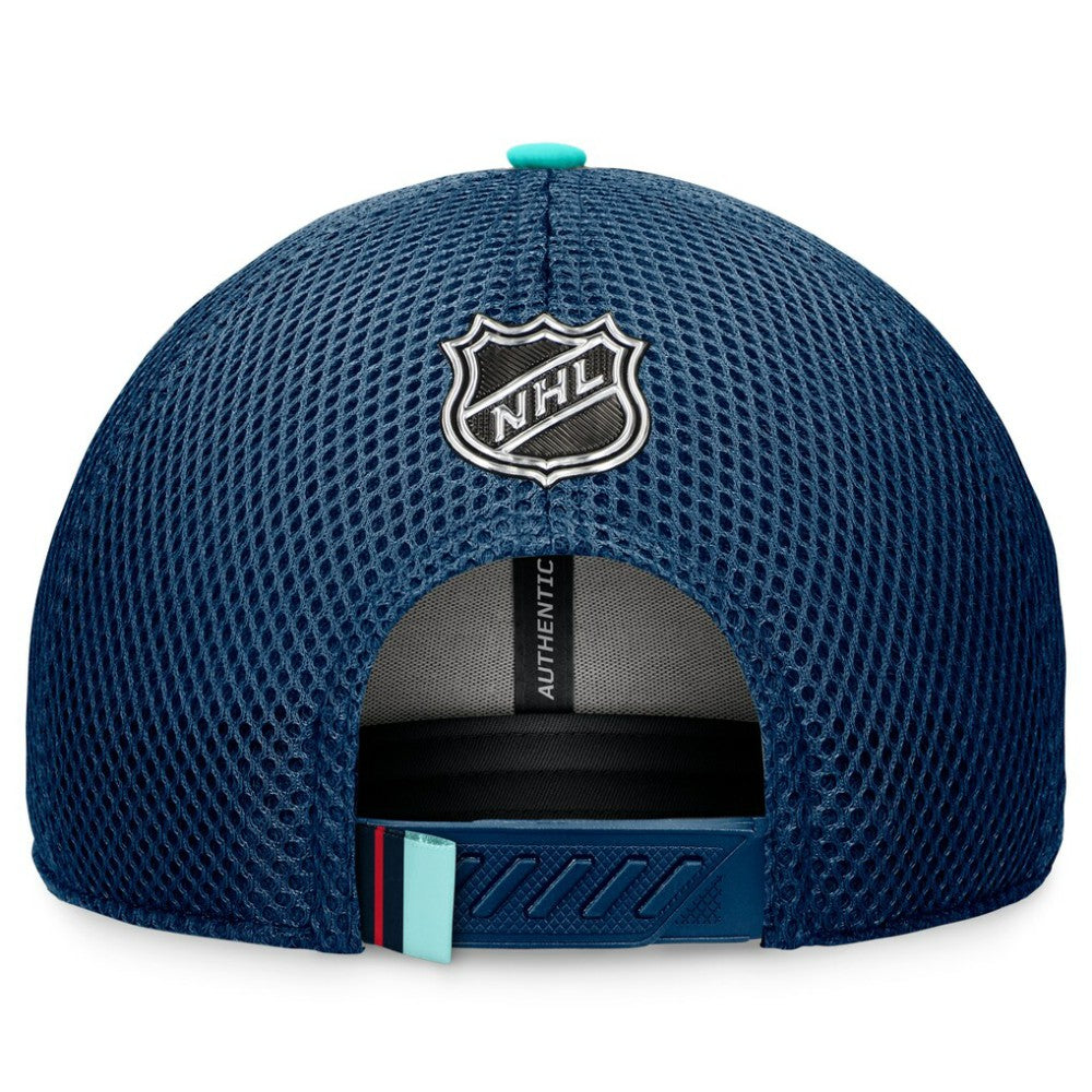 Seattle Kraken Fanatics 2024 NHL Draft On Stage Trucker Adjustable Hat - Deep Sea Blue - NHL