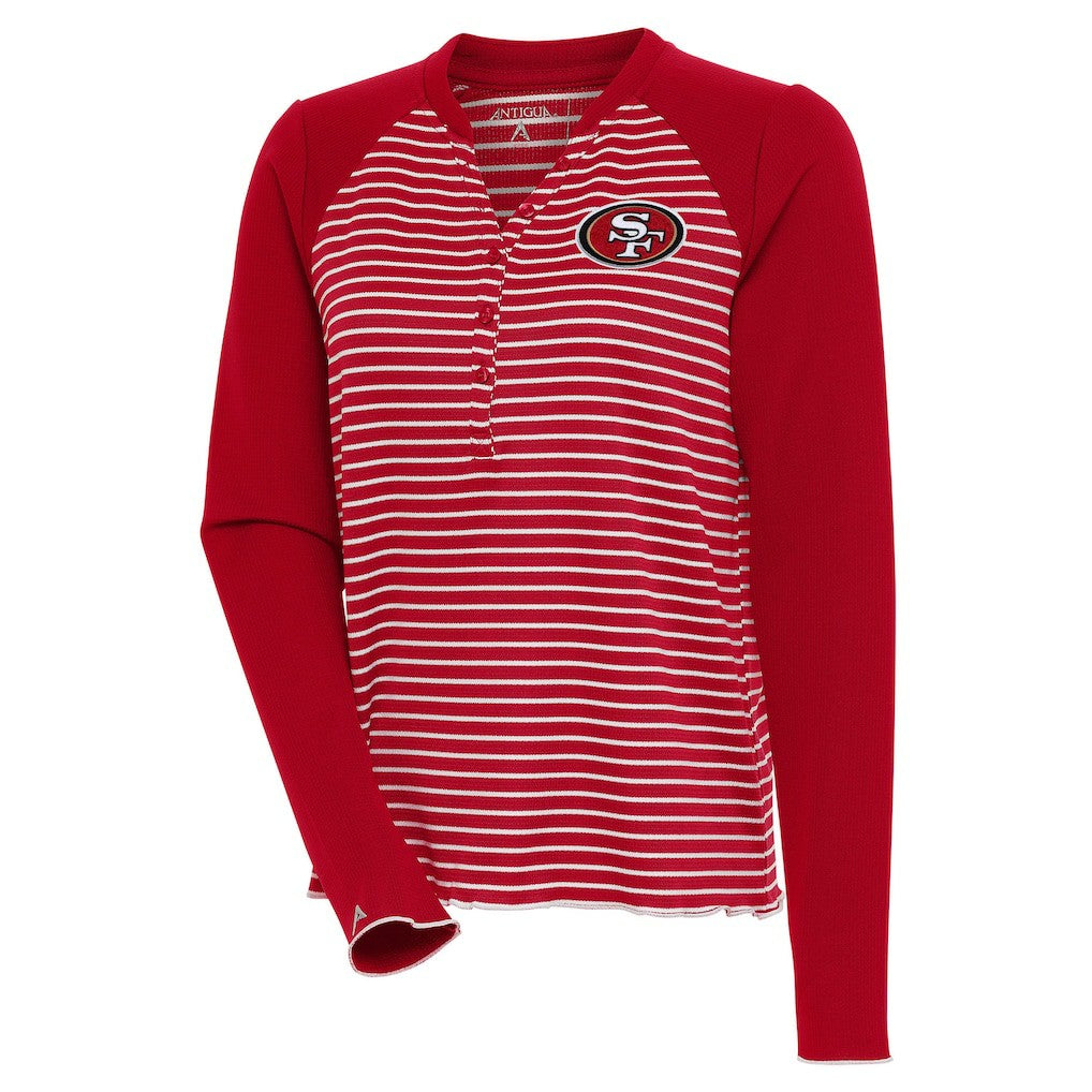 San Francisco 49ers Antigua Women's Maverick Long Sleeve Henley T-Shirt Scarlet | NFL