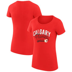 Calgary Flames G-III 4Her by Carl Banks Women's Super-Slim Fit Lightweight Filigree Logo T-Shirt – Red - NHL