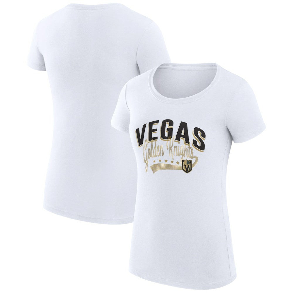 Vegas Golden Knights G-III 4Her by Carl Banks Women's Super-Slim Fit Lightweight Filigree Logo T-Shirt - White - NHL