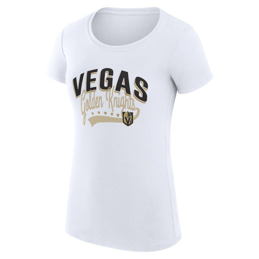 Vegas Golden Knights G-III 4Her by Carl Banks Women's Super-Slim Fit Lightweight Filigree Logo T-Shirt - White - NHL
