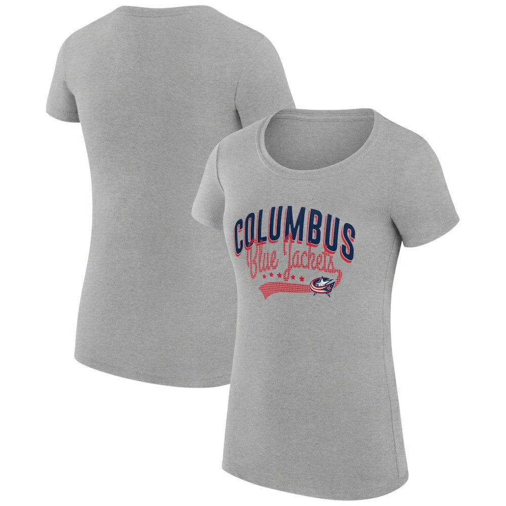 Columbus Blue Jackets G-III 4Her by Carl Banks Women's Super-Slim Fit Lightweight Filigree Logo T-Shirt – Gray - NHL