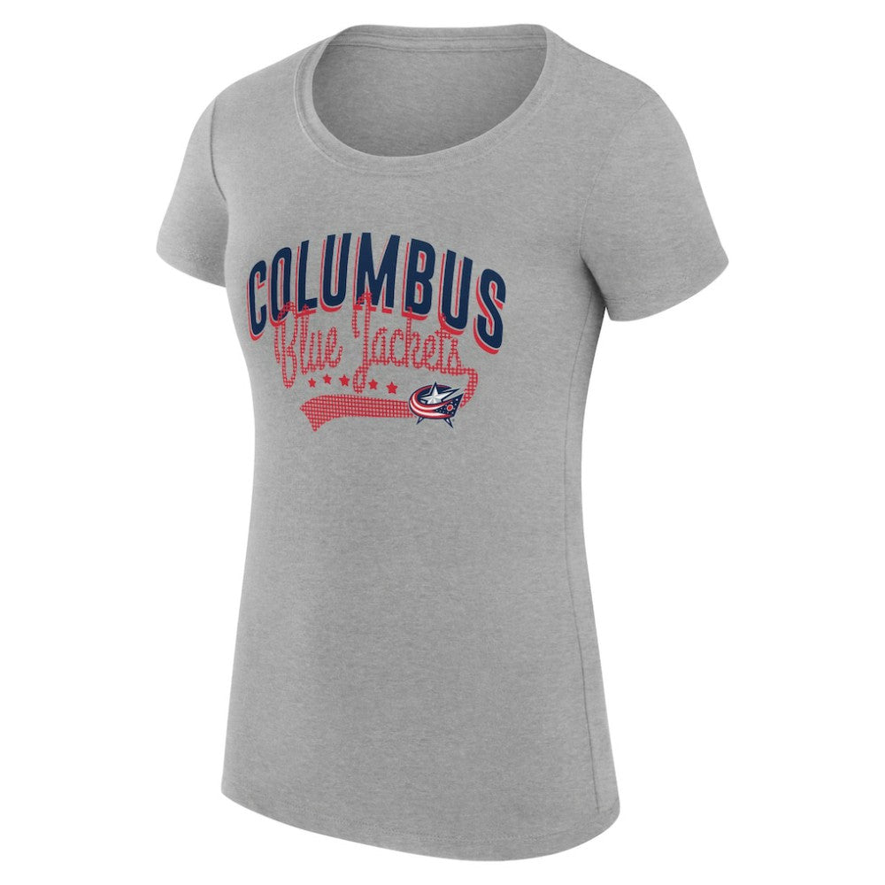 Columbus Blue Jackets G-III 4Her by Carl Banks Women's Super-Slim Fit Lightweight Filigree Logo T-Shirt – Gray - NHL