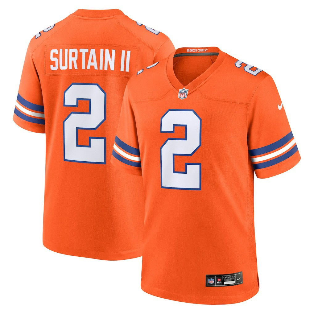 Patrick Surtain II Denver Broncos Mile High Collection 1977 Throwback Player Game Jersey Orange | Nike for Sale
