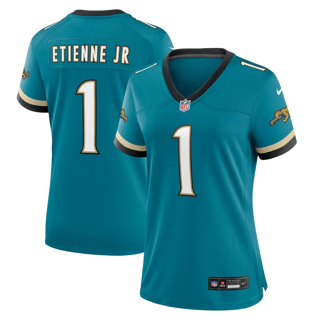Travis Etienne Jr Jacksonville Jaguars Women's Prowler Throwback Game Jersey Teal | Nike for Sale