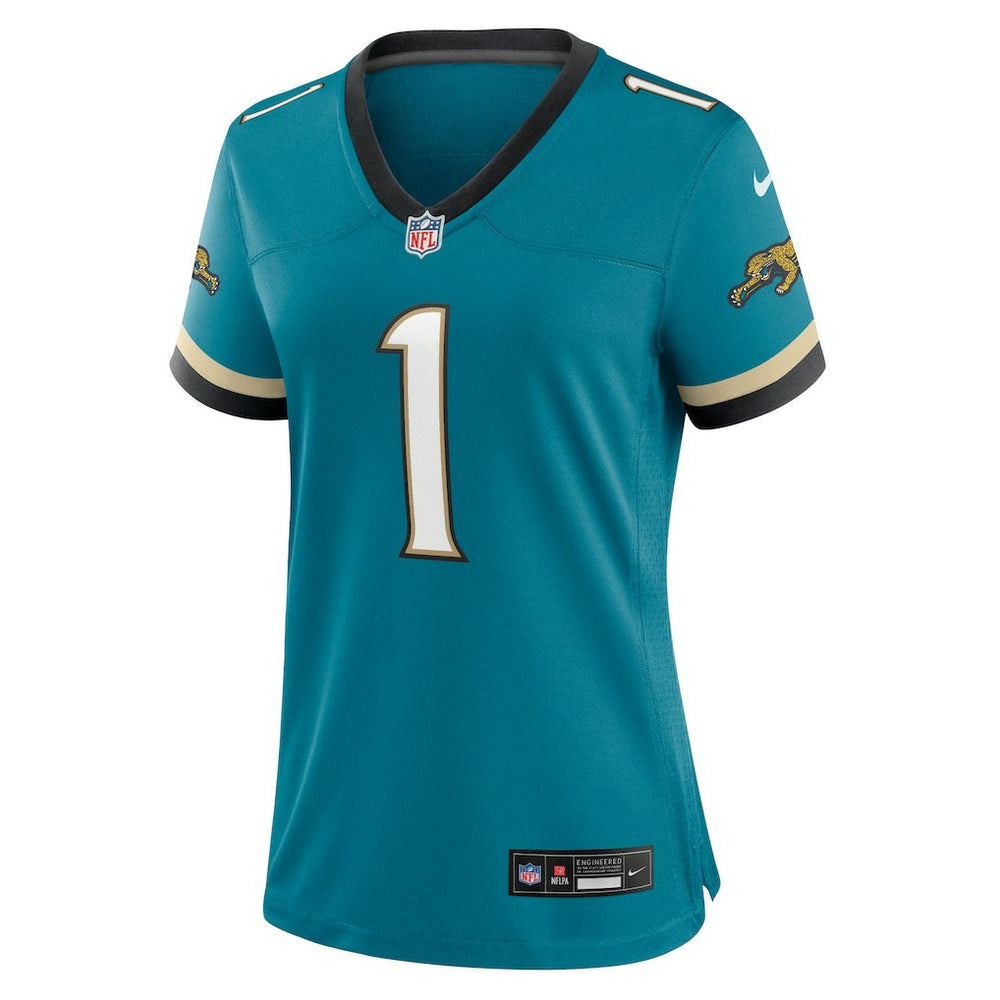 Travis Etienne Jr Jacksonville Jaguars Women's Prowler Throwback Game Jersey Teal | Nike for Sale