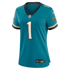 Travis Etienne Jr Jacksonville Jaguars Women's Prowler Throwback Game Jersey Teal | Nike for Sale