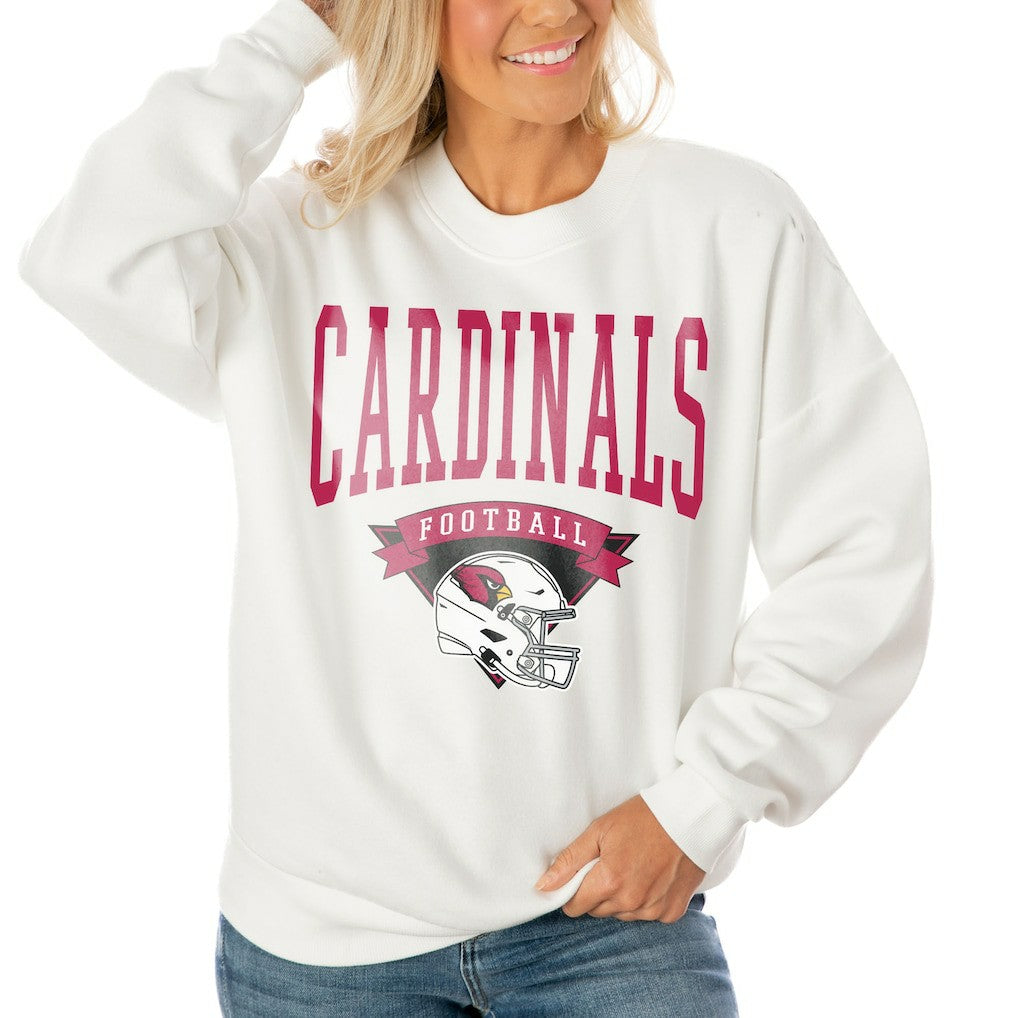 Arizona Cardinals Gameday Couture Women's Oversized Yard Line Tri-Blend Pullover Sweatshirt White | NFL