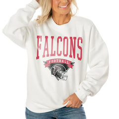 Atlanta Falcons Gameday Couture Women's Oversized Yard Line Tri-Blend Pullover Sweatshirt White | NFL