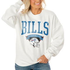 Buffalo Bills Gameday Couture Women's Oversized Yard Line Tri-Blend Pullover Sweatshirt White | NFL
