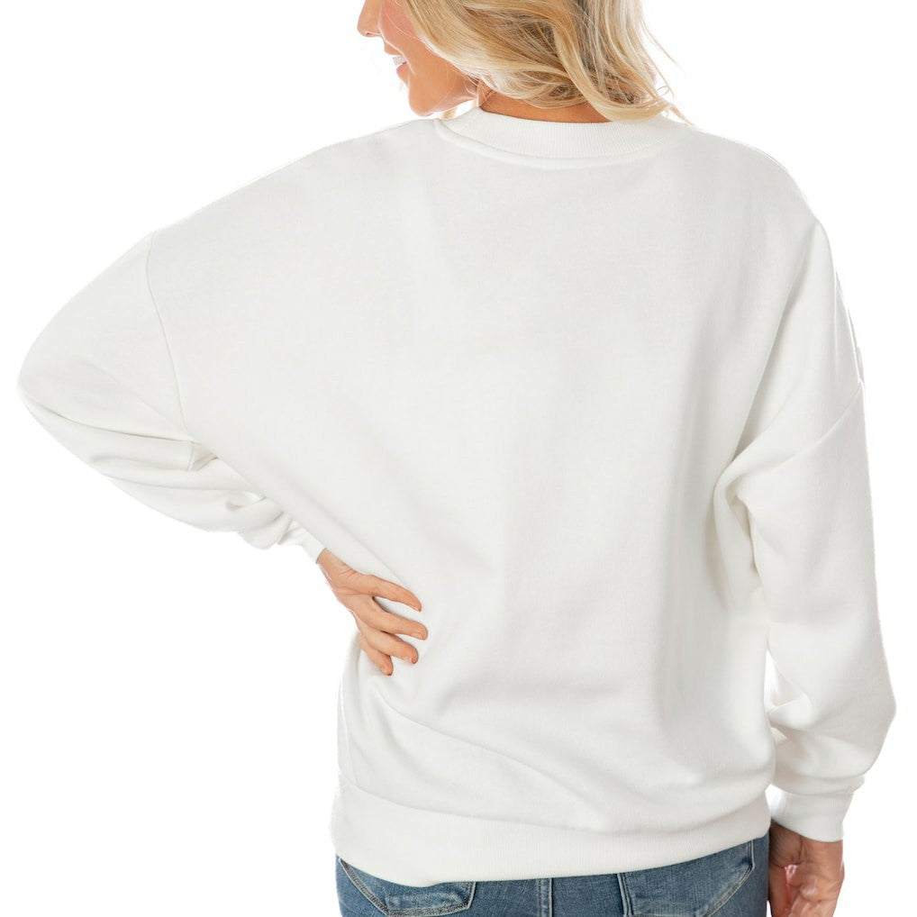 Buffalo Bills Gameday Couture Women's Oversized Yard Line Tri-Blend Pullover Sweatshirt White | NFL