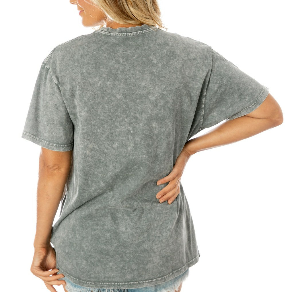 Dallas Cowboys Gameday Couture Women's Tackle Titan Boyfriend Washed T-Shirt Gray | NFL