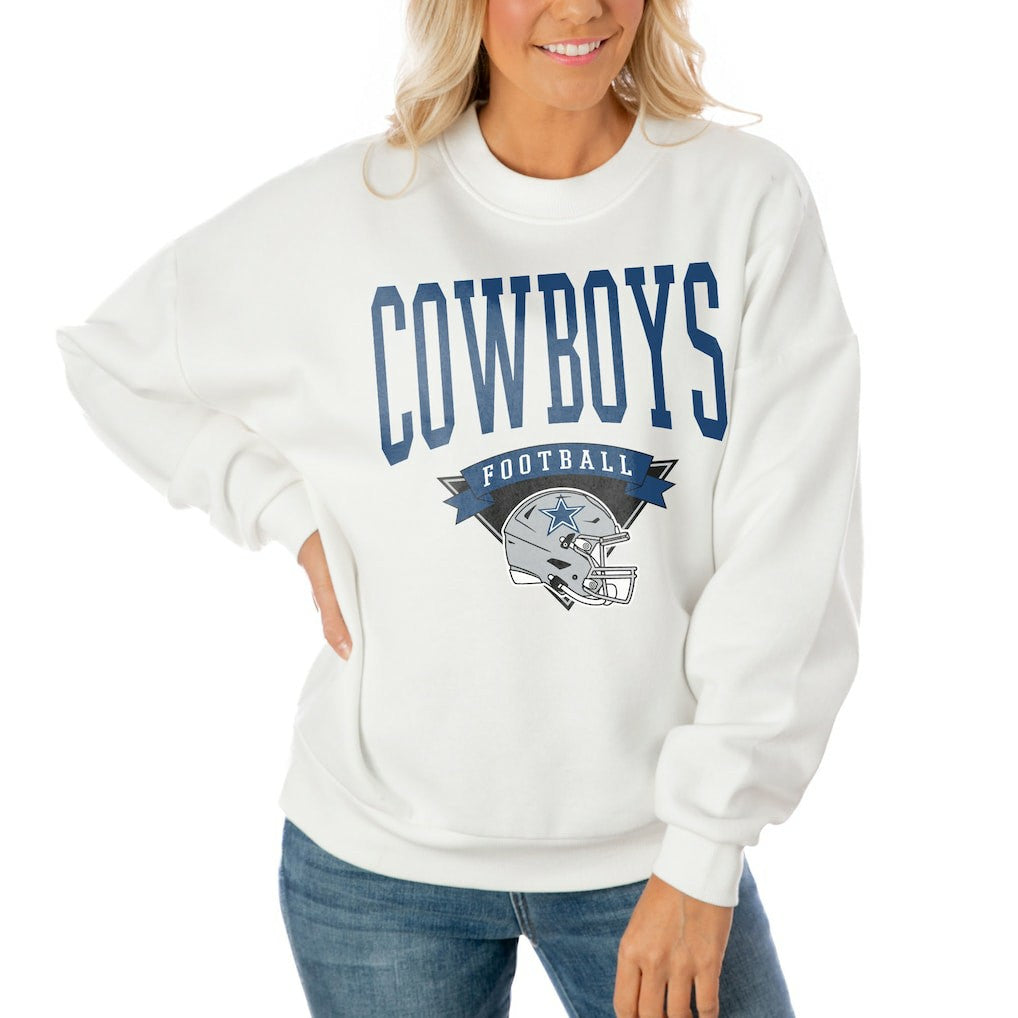 Dallas Cowboys Gameday Couture Women's Oversized Yard Line Tri-Blend Pullover Sweatshirt White | NFL