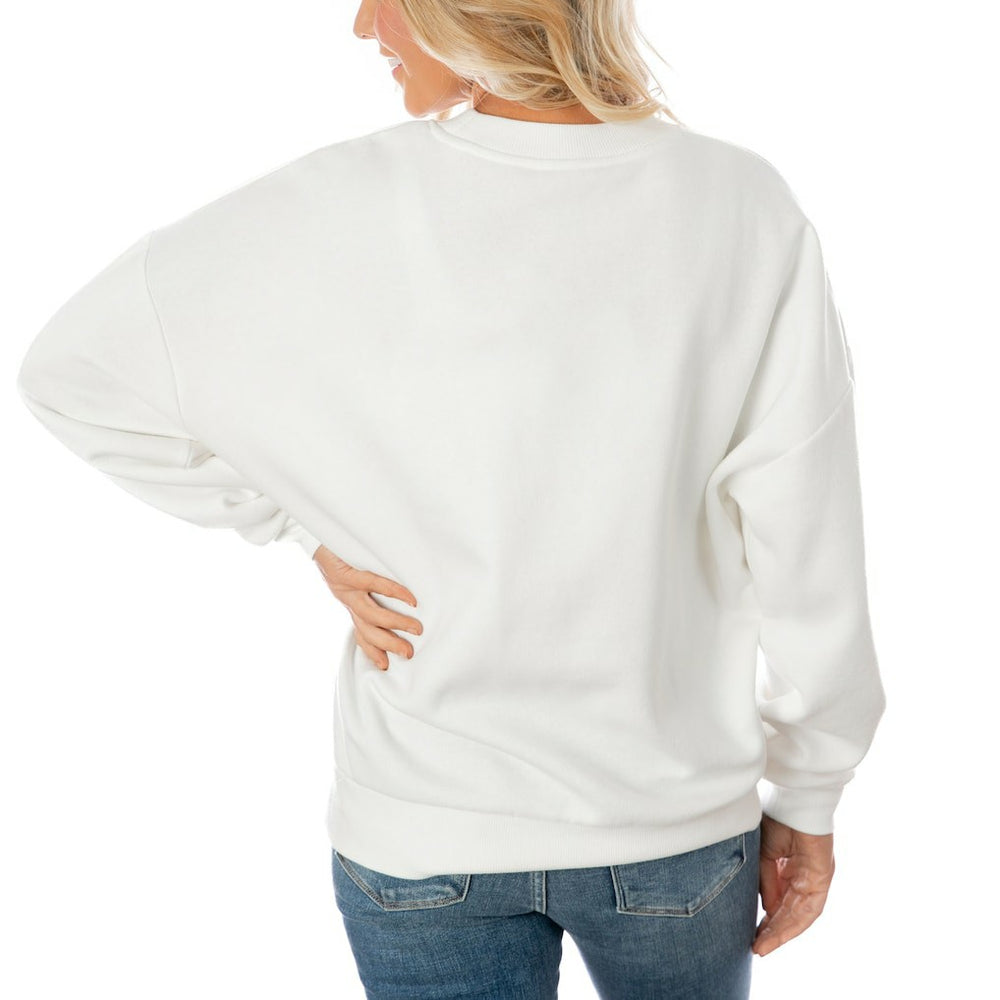Dallas Cowboys Gameday Couture Women's Oversized Yard Line Tri-Blend Pullover Sweatshirt White | NFL