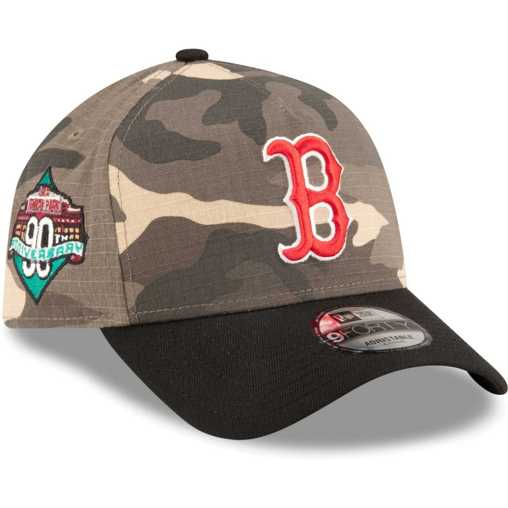Boston Red Sox New Era Camo Crown A-Frame 9FORTY Adjustable Hat Hats - MLB