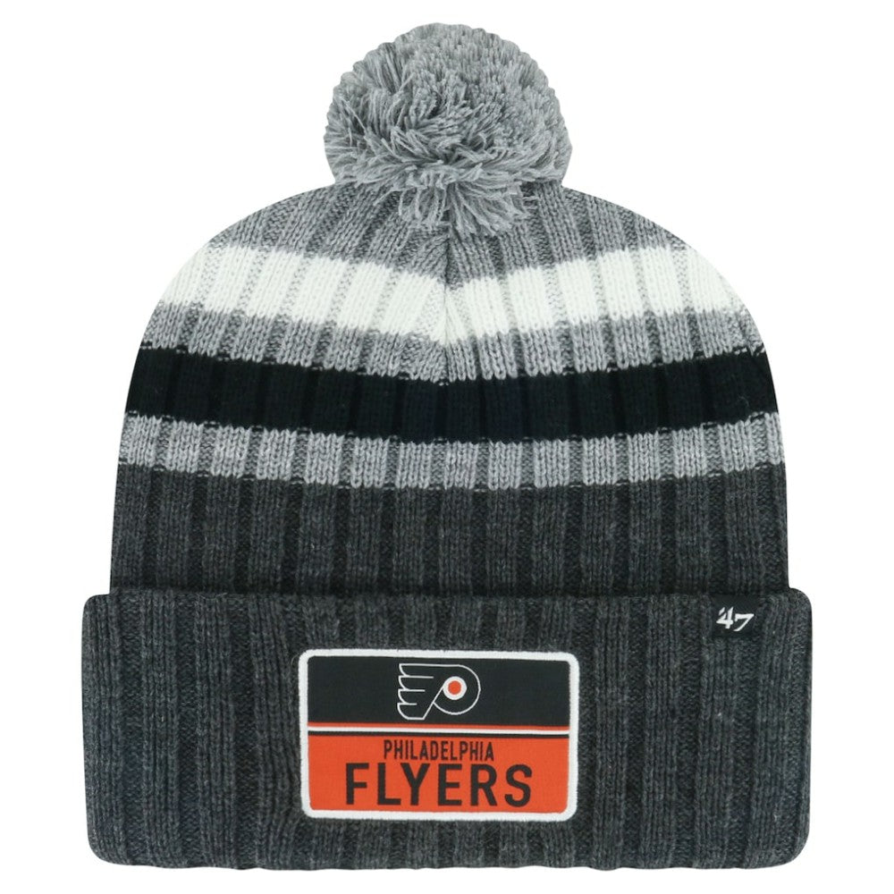 Philadelphia Flyers '47 Stack Patch Cuffed Knit Hat with Pom - Gray - NHL