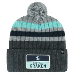 Seattle Kraken '47 Stack Patch Cuffed Knit Hat with Pom - Gray - NHL