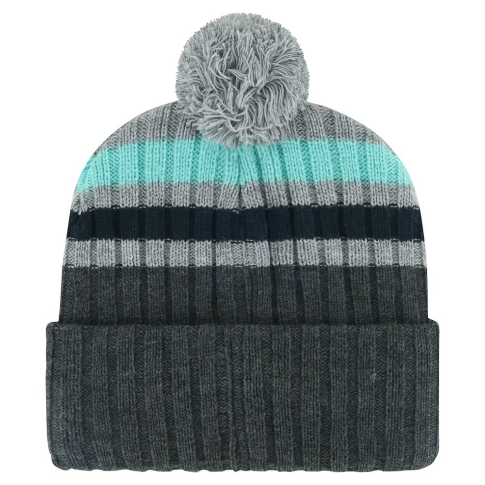 Seattle Kraken '47 Stack Patch Cuffed Knit Hat with Pom - Gray - NHL
