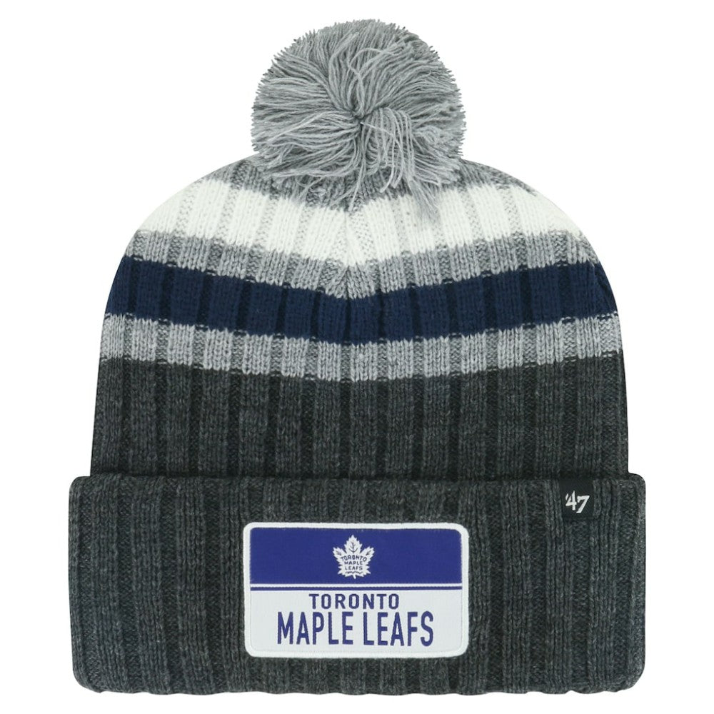 Toronto Maple Leafs '47 Stack Patch Cuffed Knit Hat with Pom - Gray - NHL
