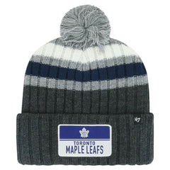 Toronto Maple Leafs '47 Stack Patch Cuffed Knit Hat with Pom - Gray - NHL
