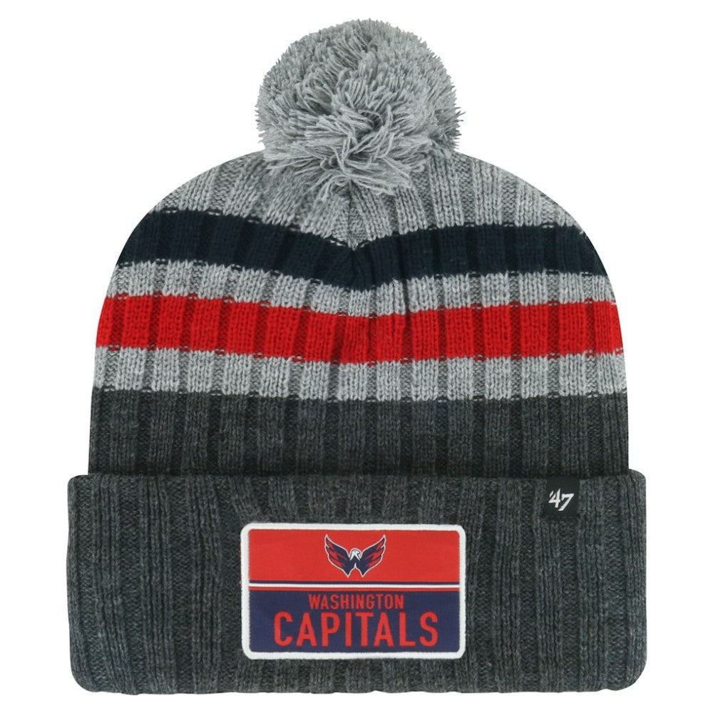 Washington Capitals '47 Stack Patch Cuffed Knit Hat with Pom - Gray - NHL