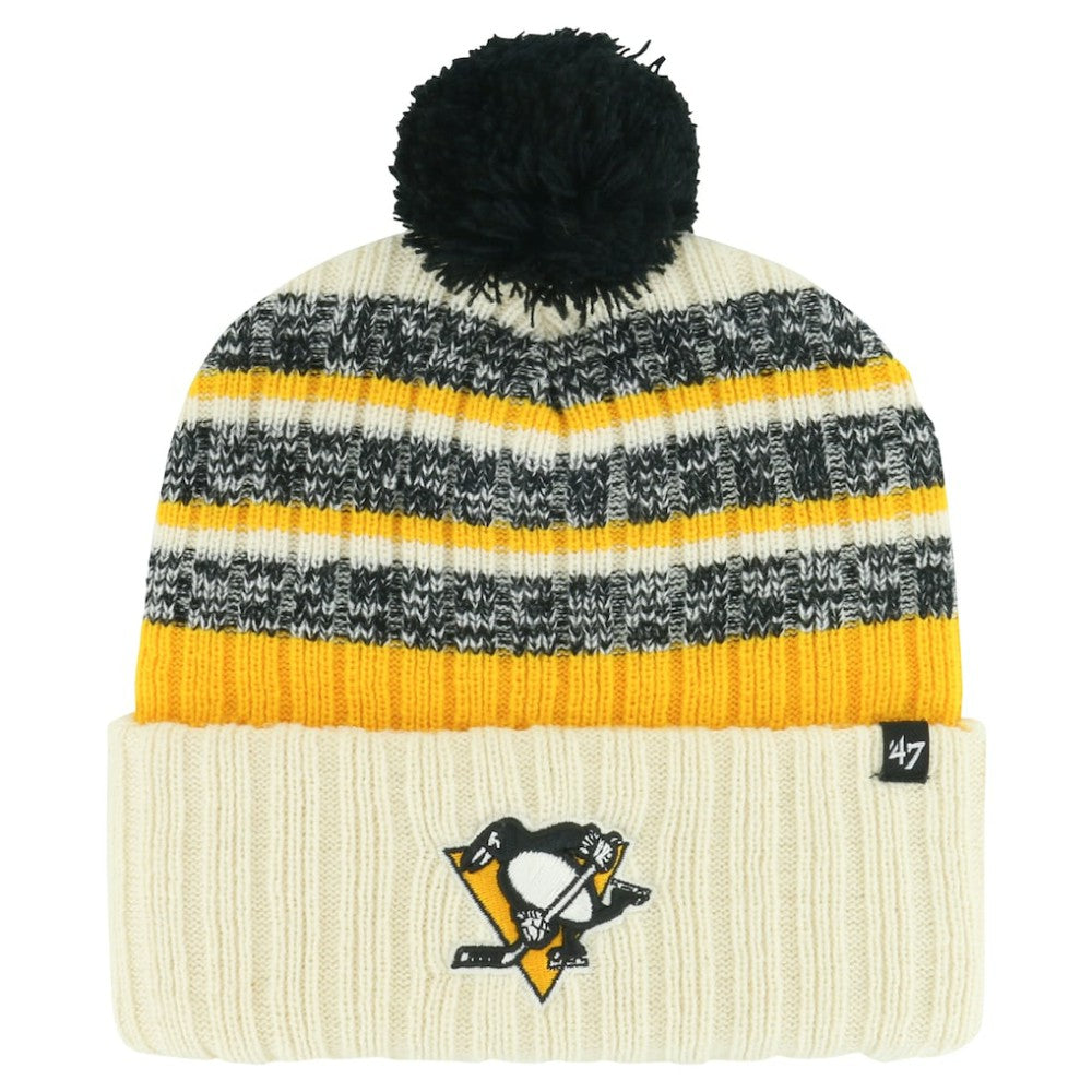 Pittsburgh Penguins '47 Tavern Cuffed Knit Hat with Pom - Cream - NHL