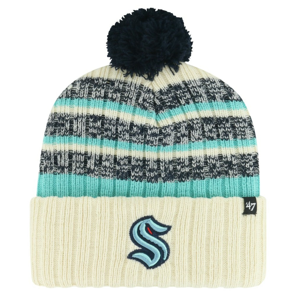 Seattle Kraken '47 Tavern Cuffed Knit Hat with Pom - Cream - NHL