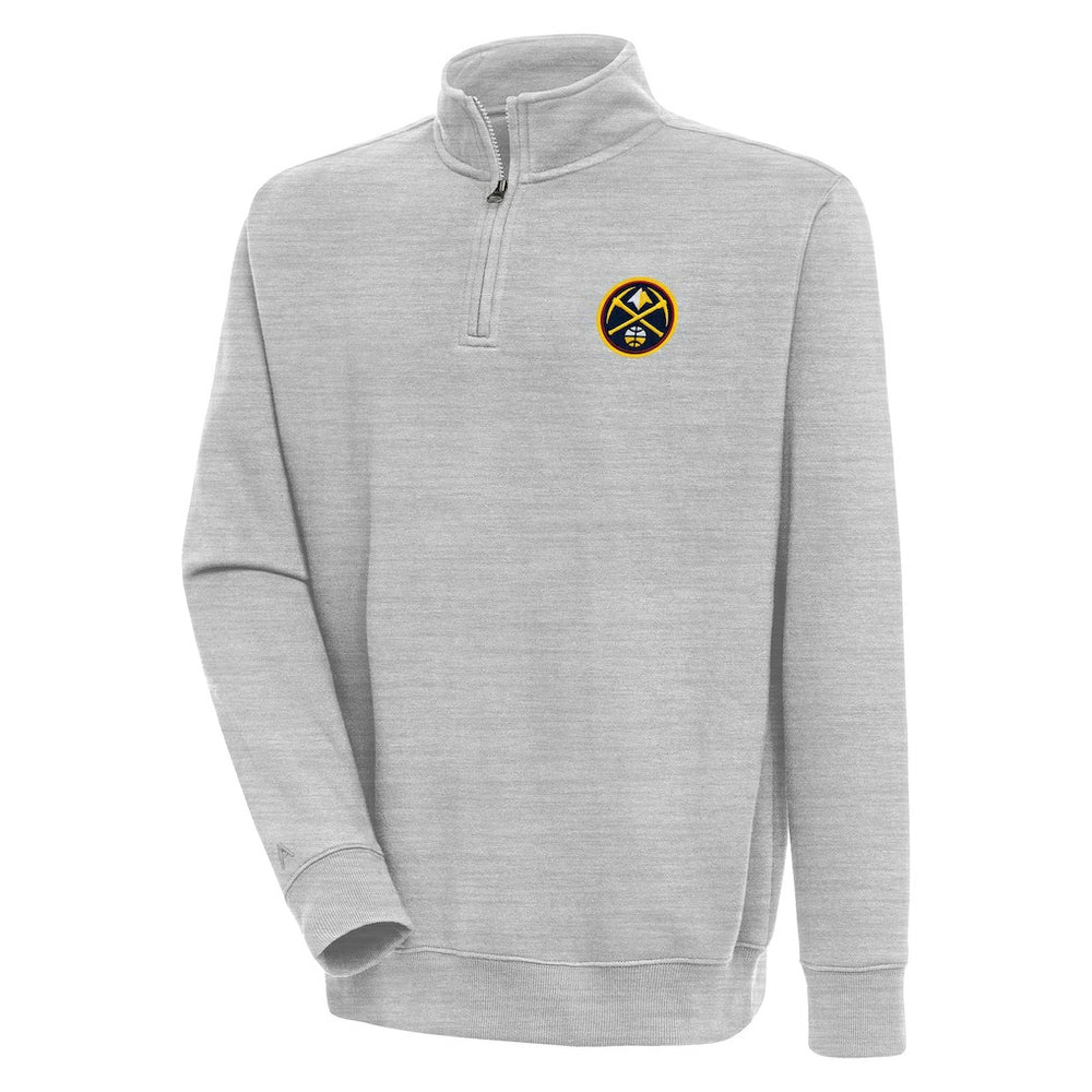 Denver Nuggets Antigua Victory Quarter-Zip Pullover Top Heather Gray - NBA