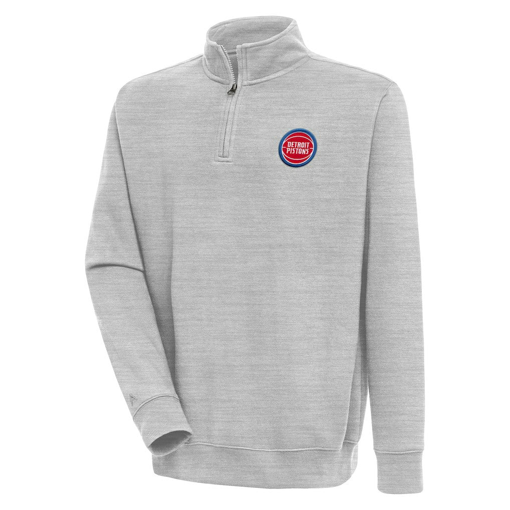 Detroit Pistons Antigua Victory Quarter-Zip Pullover Top Heather Gray - NBA