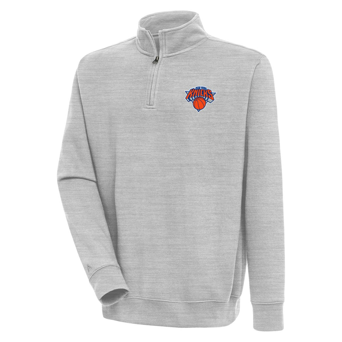 New York Knicks Antigua Victory Quarter-Zip Pullover Top Heather Gray - NBA