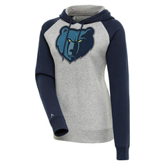 Memphis Grizzlies Antigua Women's Victory Raglan Sleeve Pullover Hoodie Heather Gray/Navy - NBA