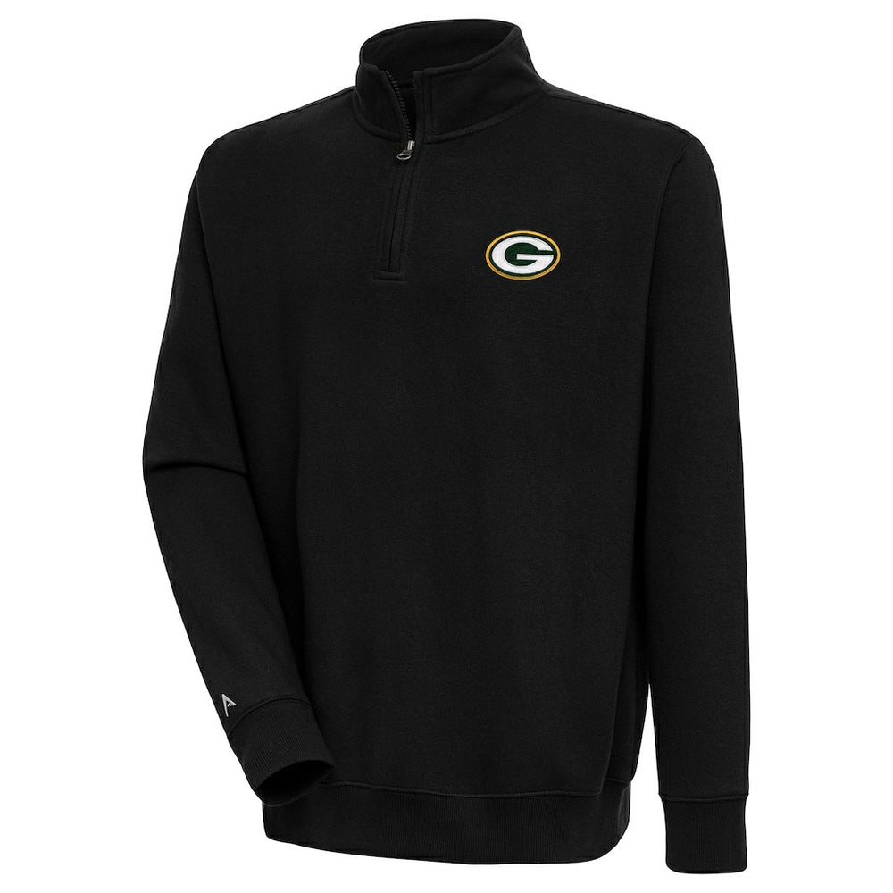 Green Bay Packers Antigua Victory Quarter-Zip Pullover Top Black | NFL