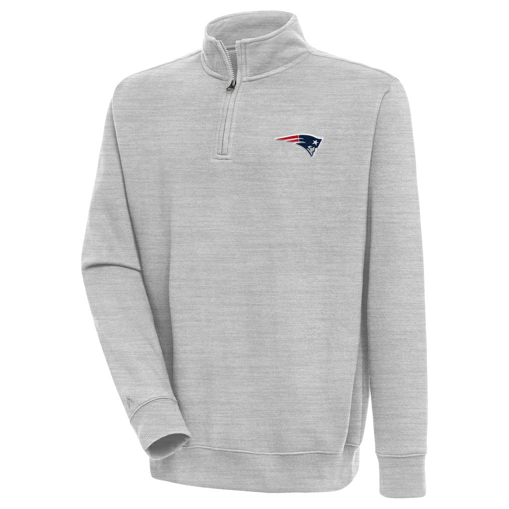 New England Patriots Antigua Victory Quarter-Zip Pullover Top Heather Gray | NFL