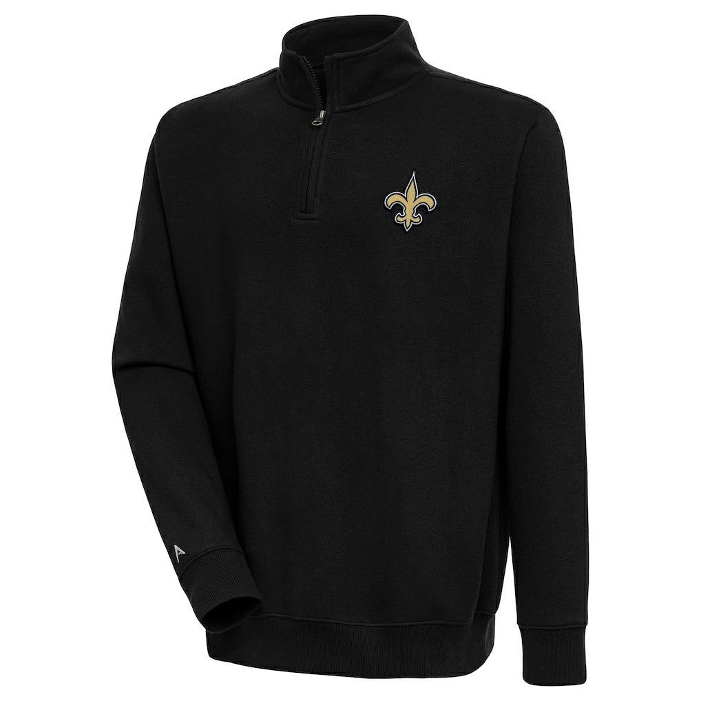 New Orleans Saints Antigua Victory Quarter-Zip Pullover Top Black | NFL