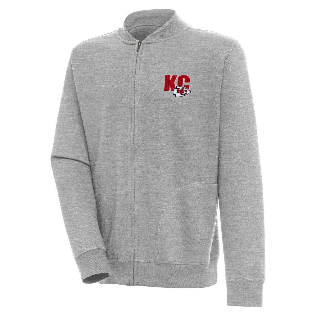 Kansas City Chiefs Antigua Victory Full-Zip Jacket Heather Gray | NFL
