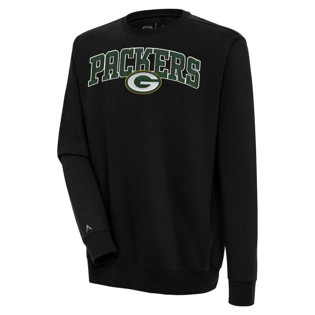 Green Bay Packers Antigua Victory Chenille Pullover Sweatshirt Black | NFL