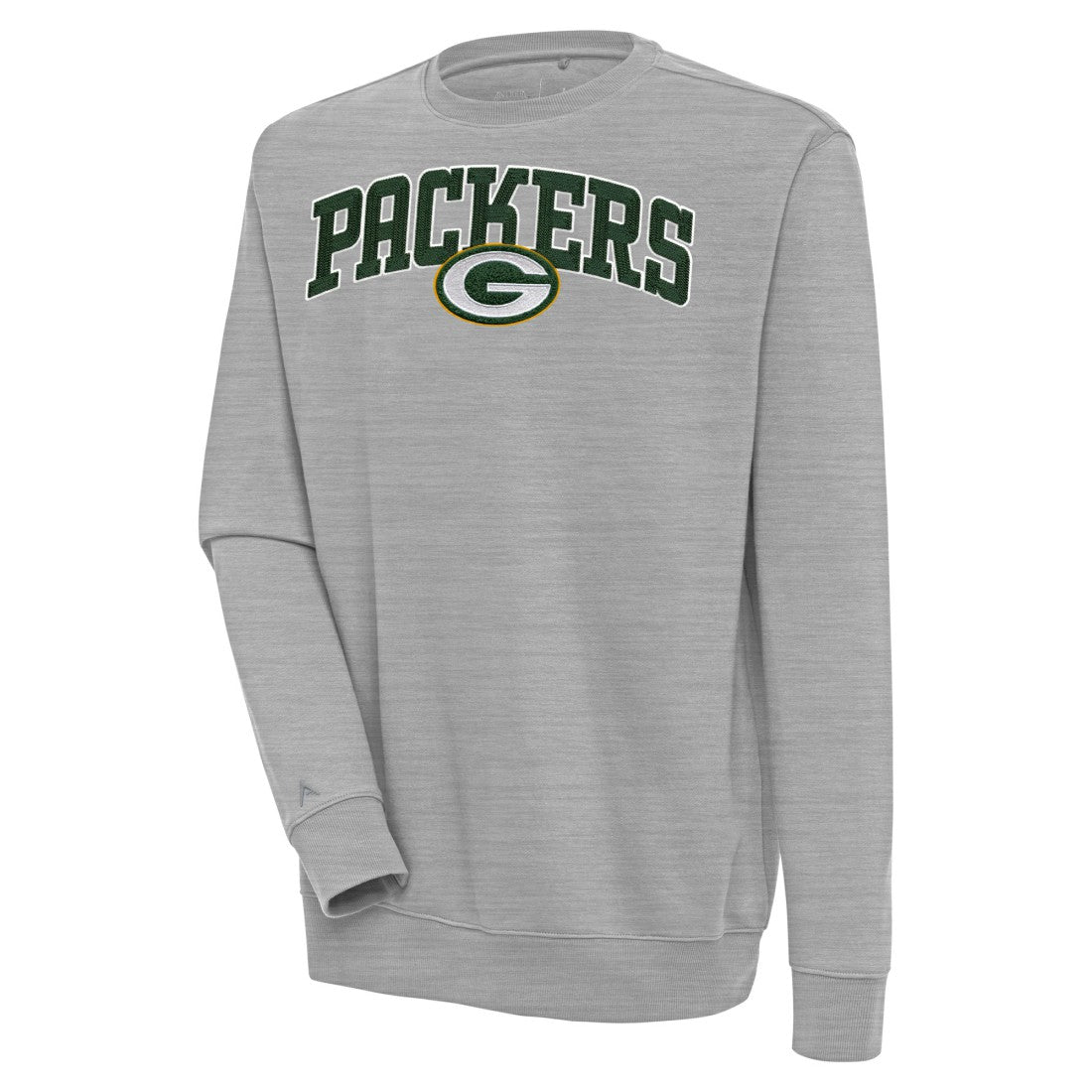 Green Bay Packers Antigua Victory Chenille Pullover Sweatshirt Heather Gray | NFL