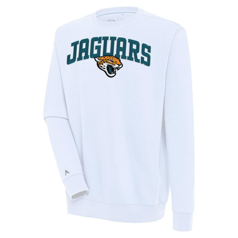 Jacksonville Jaguars Antigua Victory Chenille Pullover Sweatshirt White | NFL
