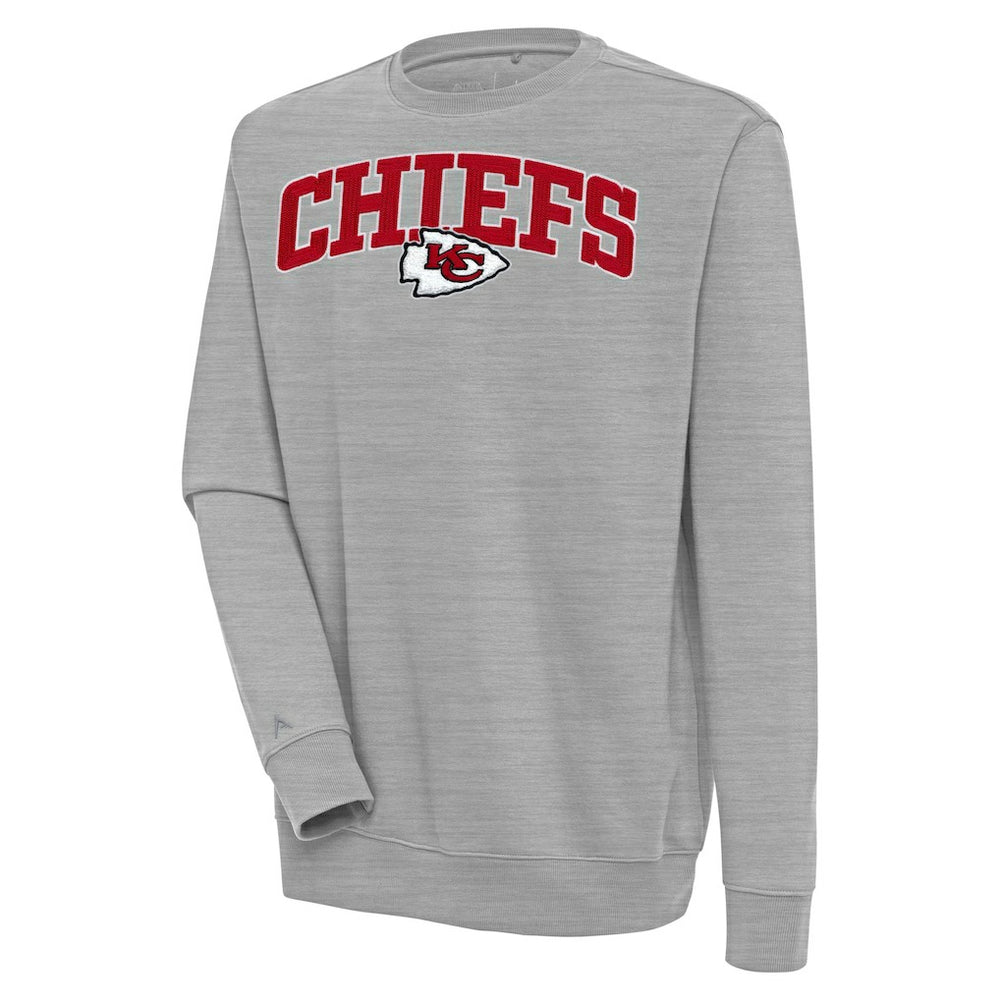 Kansas City Chiefs Antigua Victory Chenille Pullover Sweatshirt Heather Gray | NFL