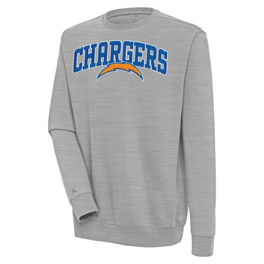 Los Angeles Chargers Antigua Victory Chenille Pullover Sweatshirt Heather Gray | NFL