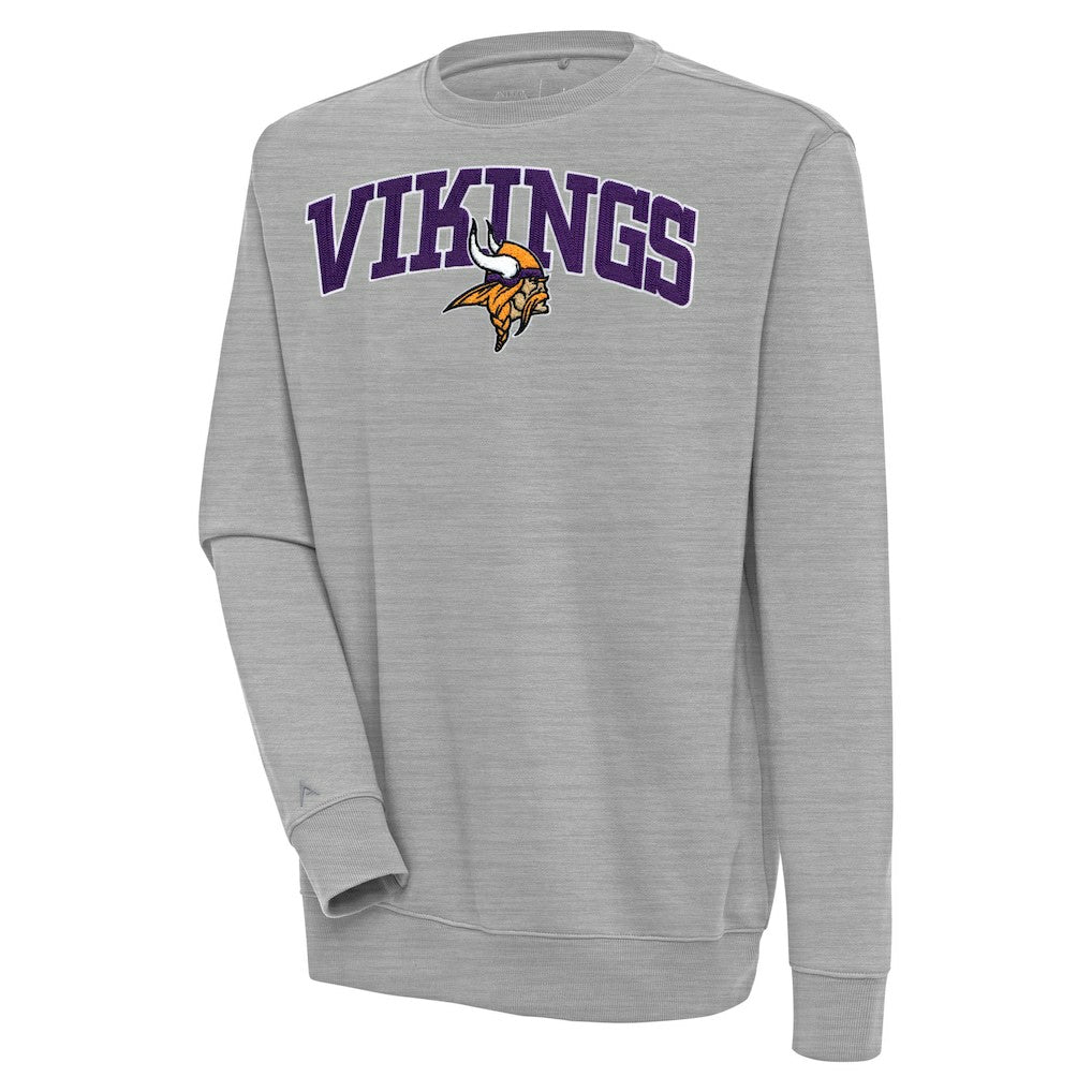 Minnesota Vikings Antigua Victory Chenille Pullover Sweatshirt Heather Gray | NFL
