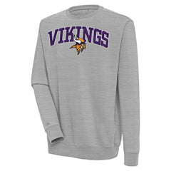 Minnesota Vikings Antigua Victory Chenille Pullover Sweatshirt Heather Gray | NFL