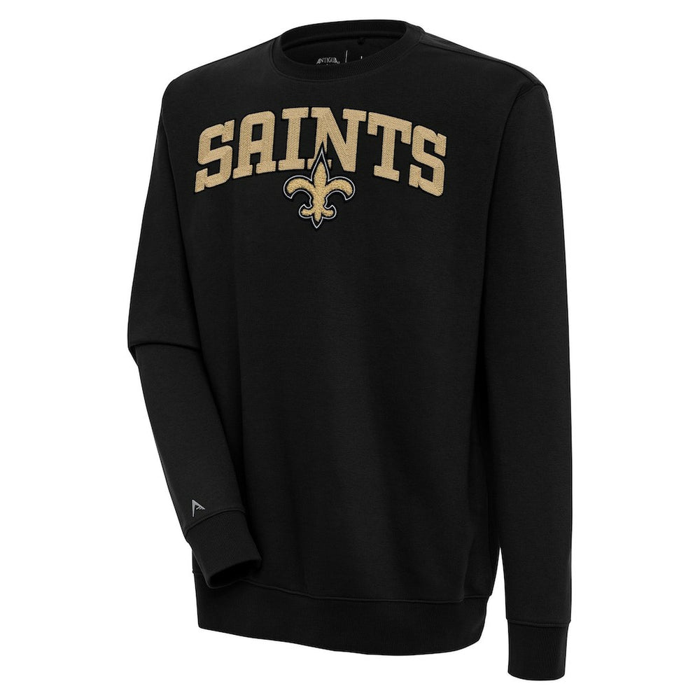 New Orleans Saints Antigua Victory Chenille Pullover Sweatshirt Black | NFL
