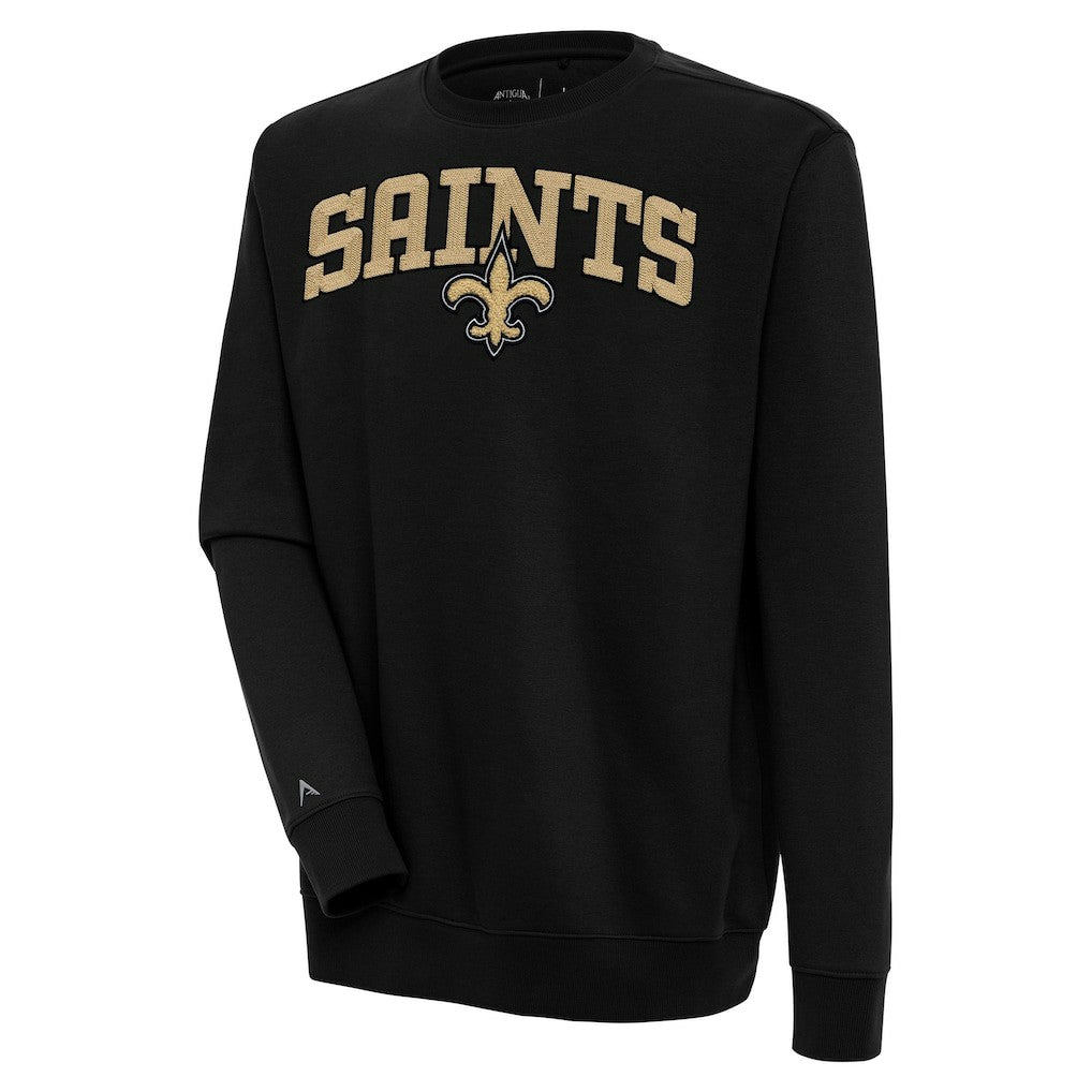 New Orleans Saints Antigua Victory Chenille Pullover Sweatshirt Black | NFL